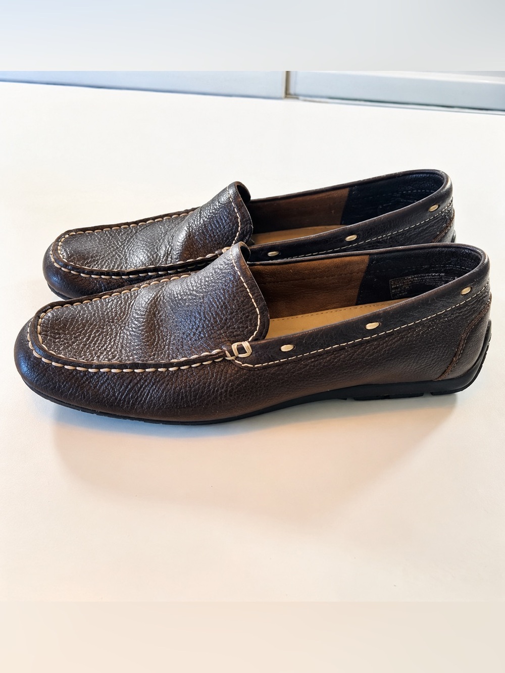 Borell Brown Pebbled Leather Driving Moccasins Women’s 6